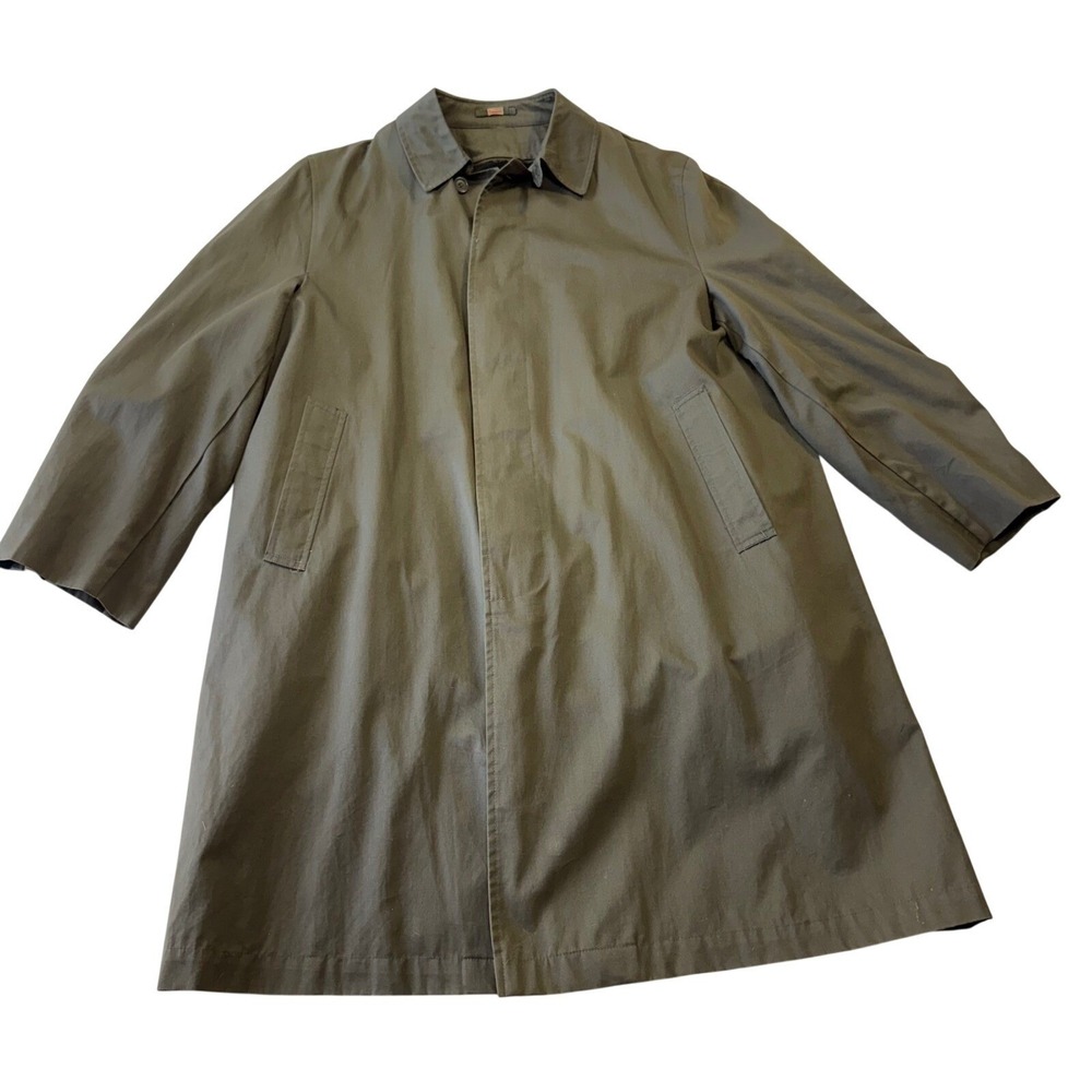 Vintage WELFORD Townsend Mens Olive Green Zip Coat Water Repellent Zipout Liner